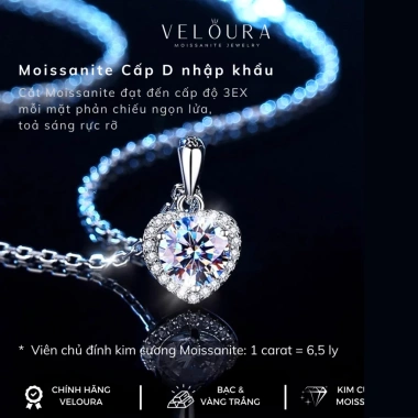 Dây Chuyền Nữ Kim Cương Moissanite 1 Carat Chính Hãng VELOURA Dáng Trái Tim GRA VJDC005 Giá 1.129.000₫