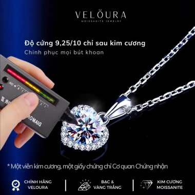 Dây Chuyền Nữ Kim Cương Moissanite 1 Carat Chính Hãng VELOURA Dáng Trái Tim GRA VJDC005 Giá 1.129.000₫