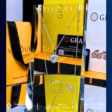 Dây Chuyền Nữ Kim Cương Moissanite 1 Carat Chính Hãng VELOURA Dáng Trái Tim GRA VJDC005 Giá 1.129.000₫