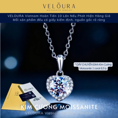 Dây Chuyền Nữ Kim Cương Moissanite 1 Carat Chính Hãng VELOURA Dáng Trái Tim GRA VJDC005 Giá 1.129.000₫ 10 Dây Chuyền Nữ Kim Cương Moissanite 1 Carat Chính Hãng VELOURA Dáng Trái Tim GRA VJDC005 Giá 1.129.000₫ 10