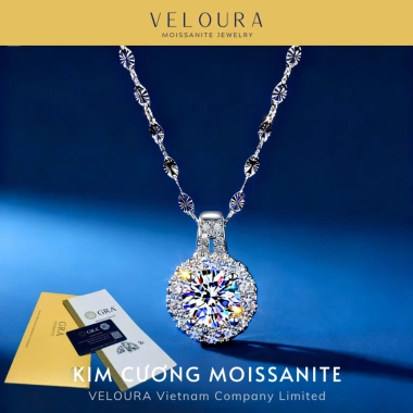 Dây Chuyền Nữ Kim Cương Moissanite 1 Carat Chính Hãng VELOURA - Hoa Mặt Trời Cao Cấp, Giảm 20%