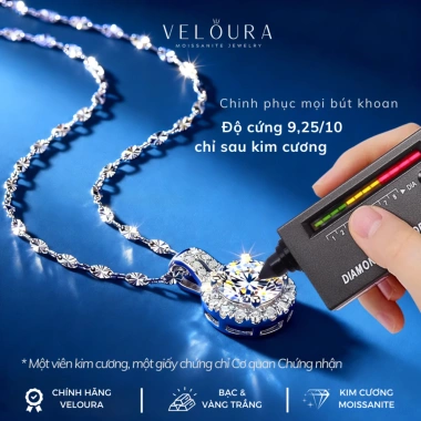 Dây Chuyền Nữ Kim Cương Moissanite 1 Carat Chính Hãng VELOURA - Hoa Mặt Trời Cao Cấp, Giảm 20%