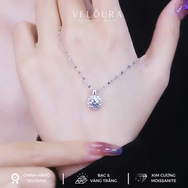 Dây Chuyền Nữ Kim Cương Moissanite 1 Carat Chính Hãng VELOURA - Hoa Mặt Trời Cao Cấp, Giảm 20%