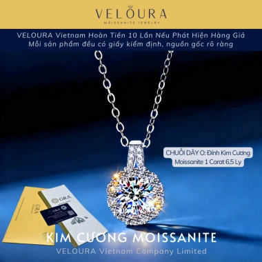 Dây Chuyền Nữ Kim Cương Moissanite 1 Carat Chính Hãng VELOURA - Hoa Mặt Trời Cao Cấp, Giảm 20%