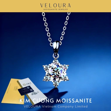 Dây chuyền nữ Kim Cương Moissanite 1 Carat chính hãng VELOURA - Ngôi sao sáu cánh GRA VJDC012 giá ưu đãi 1,169,000 VND