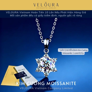 Dây chuyền nữ Kim Cương Moissanite 1 Carat chính hãng VELOURA - Ngôi sao sáu cánh GRA VJDC012 giá ưu đãi 1,169,000 VND