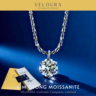 Dây chuyền nữ Kim cương Moissanite 1 Carat VELOURA Vương miện sáu chấu GRA VJDC015 - Giá ưu đãi 1,609,000 VND