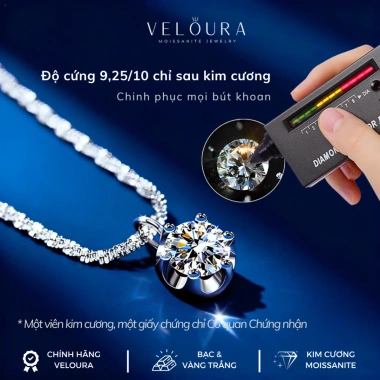 Dây chuyền nữ Kim cương Moissanite 1 Carat VELOURA Vương miện sáu chấu GRA VJDC015 - Giá ưu đãi 1,609,000 VND