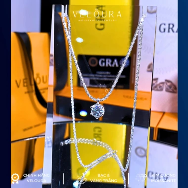 Dây chuyền nữ Kim cương Moissanite 1 Carat VELOURA Vương miện sáu chấu GRA VJDC015 - Giá ưu đãi 1,609,000 VND