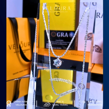 Dây chuyền nữ Kim cương Moissanite 1 Carat VELOURA Vương miện sáu chấu GRA VJDC015 - Giá ưu đãi 1,609,000 VND