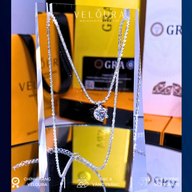 Dây chuyền nữ Kim cương Moissanite 1 Carat VELOURA Vương miện sáu chấu GRA VJDC015 - Giá ưu đãi 1,609,000 VND