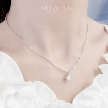 Dây chuyền nữ Kim cương Moissanite 1 Carat VELOURA Vương miện sáu chấu GRA VJDC015 - Giá ưu đãi 1,609,000 VND