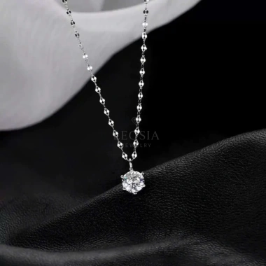 Dây chuyền nữ kim cương Moissanite 6.5 ly GRA kiểm đinh bạch kim LEOSIA LA11 Viền đá lấp lánh, giá 750.000đ 3