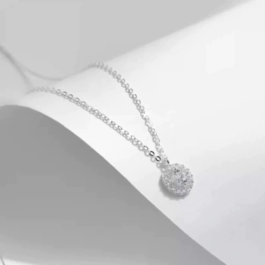 Dây chuyền nữ kim cương Moissanite 6.5 ly GRA kiểm đinh bạch kim LEOSIA LA11 Viền đá lấp lánh, giá 750.000đ 4