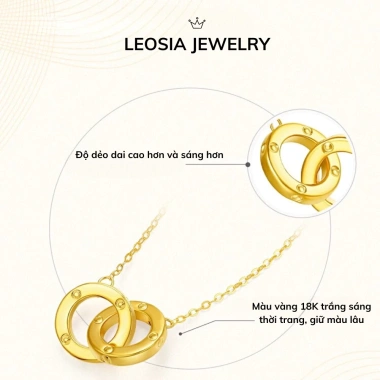 Dây chuyền nữ mạ vàng 14K cao cấp LEOSIA LSA08 - Nhẫn đôi sang chảnh, chỉ 850k 4