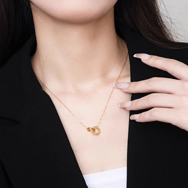 Dây chuyền nữ mạ vàng 14K cao cấp LEOSIA LSA08 - Nhẫn đôi sang chảnh, chỉ 850k 5