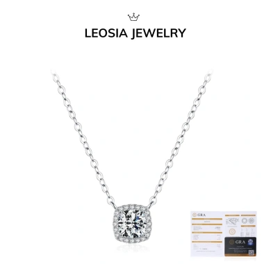 Dây chuyền nữ Moissanite 6.5 ly GRA, bạc xi bạch kim LEOSIA - Sang trọng, quà tặng 1.1tr 2