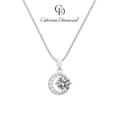 Dây chuyền nữ Moissanite Caterina Diamond Luna - Kim cương nhân tạo, Moonstone, giá ưu đãi 1,590,000đ