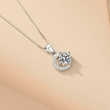 Dây chuyền nữ Moissanite Caterina Diamond Luna - Kim cương nhân tạo, Moonstone, giá ưu đãi 1,590,000đ