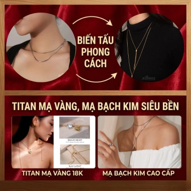 Dây chuyền nữ Slay Lariat Jesmee - Charm chữ dài, 5 phong cách độc đáo, 349k