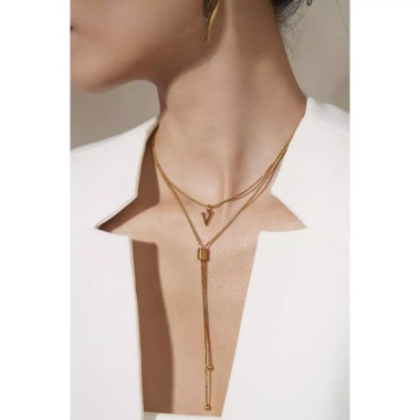 Dây chuyền nữ Slay Lariat Jesmee - Charm chữ dài, 5 phong cách độc đáo, 349k