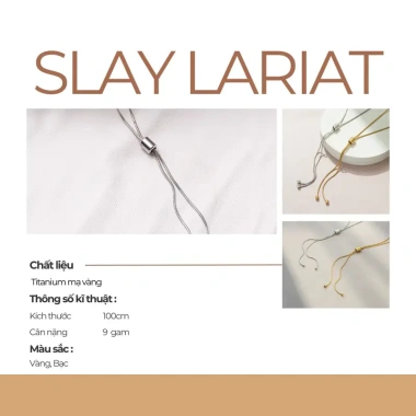 Dây chuyền nữ Slay Lariat Jesmee - Charm chữ dài, 5 phong cách độc đáo, 349k