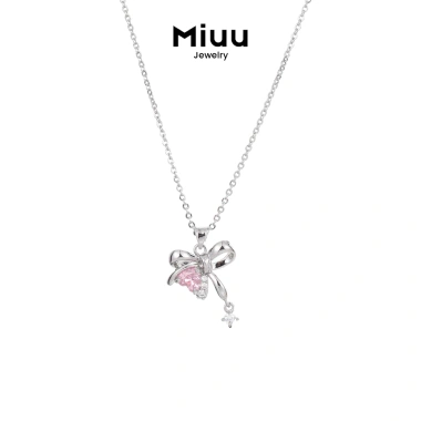 Dây chuyền nữ, vòng cổ Miuu Jewelry Nơ đá hồng FSA 15 - Giá chỉ 190.000đ, giảm ngay