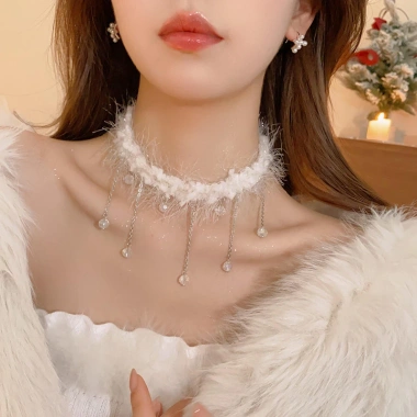 Dây chuyền tết lông mềm ấm áp mùa đông, phụ kiện cao cấp, phong cách dễ thương, đa dạng