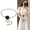Dây chuyền thắt lưng Camellia nữ kim loại nhỏ đa năng màu đen trắng cao cấp 2