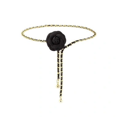 Dây chuyền thắt lưng Camellia nữ kim loại nhỏ đa năng màu đen trắng cao cấp 5 Dây chuyền thắt lưng Camellia nữ kim loại nhỏ đa năng màu đen trắng cao cấp 5