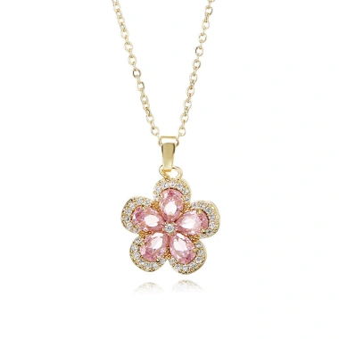 Dây chuyền thép titan cánh hoa khảm zircon + bông tai hoa anh đào - Giá 148.111₫ 8