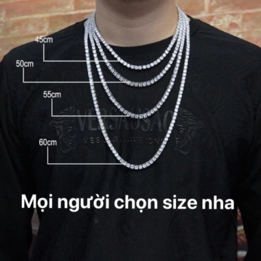 Dây chuyền unisex đánh đá nhân tạo Tennis Chain bản đá thường MAMA KING giá 164.900₫