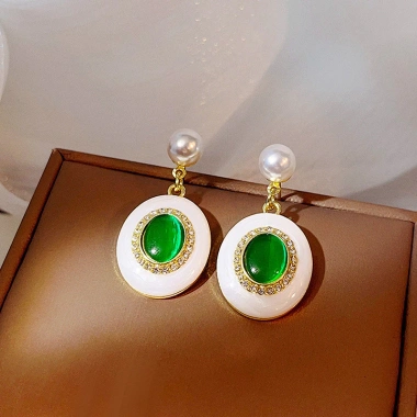Dây chuyền và bông tai hình học retro, ngọc trai giọt nước thời trang – 85.473₫ 12