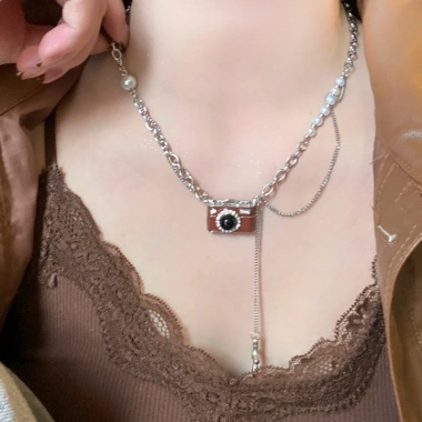 Dây chuyền vòng cổ tua rua ngọc trai retro Điều chỉnh độ dài, phong cách vintage
