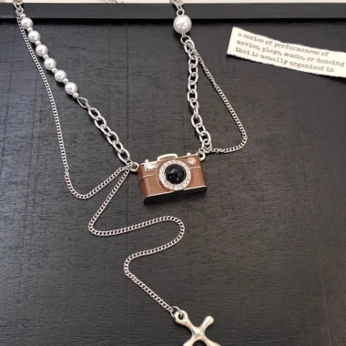 Dây chuyền vòng cổ tua rua ngọc trai retro Điều chỉnh độ dài, phong cách vintage
