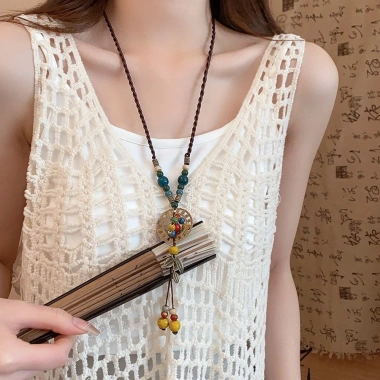 Dây chuyền vòng lá rủ vintage – Thiết kế Hán phục tân trung hoa, phụ kiện nữ