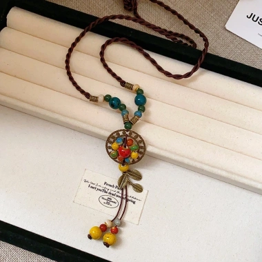 Dây chuyền vòng lá rủ vintage – Thiết kế Hán phục tân trung hoa, phụ kiện nữ