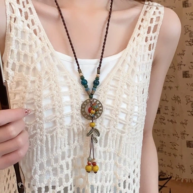 Dây chuyền vòng lá rủ vintage – Thiết kế Hán phục tân trung hoa, phụ kiện nữ