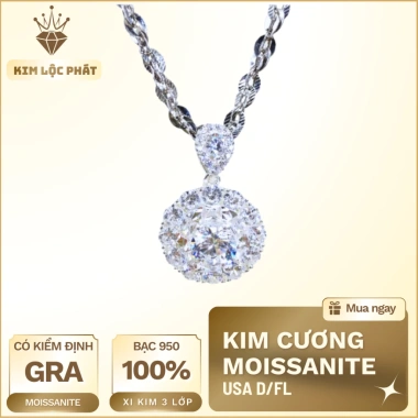 Dây chuyền xoắn 3ly Moissanite mặt tròn 6.5ly bạc Ý giá ưu đãi 1.005.000₫