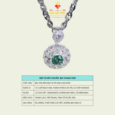 Dây chuyền xoắn 3ly Moissanite mặt tròn 6.5ly bạc Ý giá ưu đãi 1.005.000₫