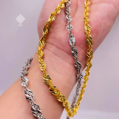 Dây chuyền xoắn titan 6 li dày, vòng cổ lá 6 li 18k vàng trắng - giảm giá 155k TRANGSUCMOILUATUOI.RIN