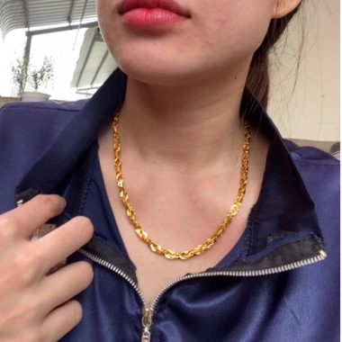 Dây chuyền xoắn titan 6 li dày, vòng cổ lá 6 li 18k vàng trắng - giảm giá 155k TRANGSUCMOILUATUOI.RIN