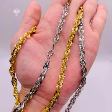 Dây chuyền xoắn titan 6 li dày, vòng cổ lá 6 li 18k vàng trắng - giảm giá 155k TRANGSUCMOILUATUOI.RIN 6 Dây chuyền xoắn titan 6 li dày, vòng cổ lá 6 li 18k vàng trắng - giảm giá 155k TRANGSUCMOILUATUOI.RIN 6