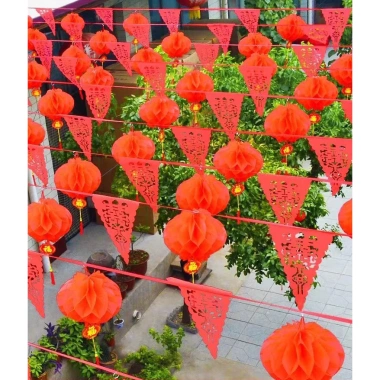 Dây cờ hỉ đỏ 150 lá 300 mét - Trang trí cưới, Tết Trung Hoa, chống nước, giá 90.000₫ 7 Dây cờ hỉ đỏ 150 lá 300 mét - Trang trí cưới, Tết Trung Hoa, chống nước, giá 90.000₫ 7