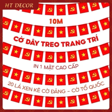 Dây Cờ Sao 10m - 20 Cờ Tổ Quốc, Đảng Trang Trí Tết, Lễ Hội, Mẫu 1 Mặt, Giá ưu đãi 45.120₫