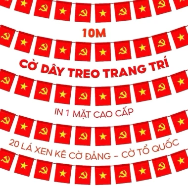 Dây Cờ Sao 10m - 20 Cờ Tổ Quốc, Đảng Trang Trí Tết, Lễ Hội, Mẫu 1 Mặt, Giá ưu đãi 45.120₫ 4