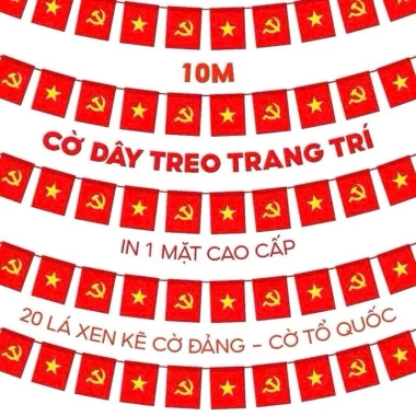 Dây Cờ Sao Vàng Cờ Tổ Quốc Đuôi Nheo Tam Giác Trang Trí Tết Noel Lễ Hội Trường Học Đền Chùa Giá Rẻ 35.000 VNĐ
