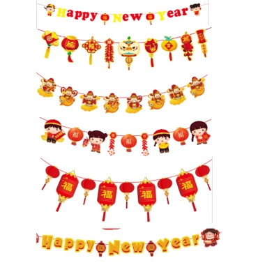 Dây cờ treo Tết 2.024 Ông Thần Tài, Thỏi Vàng, Em Bé, Chữ 2.024, Giá 15.000₫