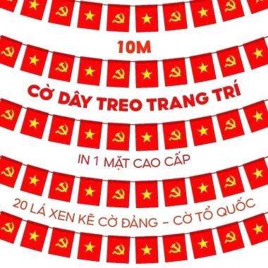 Dây cờ treo Tổ Quốc 10m - 20 cờ 1 mặt, trang trí Tết, lễ hội, giá ưu đãi 49.000 VNĐ