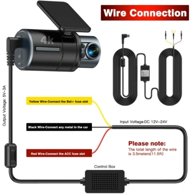 Dây cứng YJCNELCR Dashcam USB Type C 12V/24V đến 5V 3A, cầu chì bảo vệ, 190.095₫